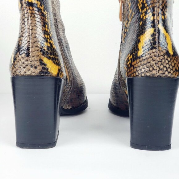 Franco Sarto Women's Generous Boots Tan Snake Print Ankle Leather Booties Sz 6M - Picture 4 of 9